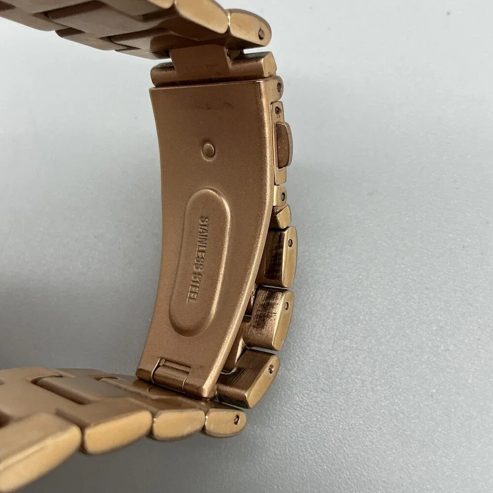 Kenneth Cole Womens Watch 40mm Rose Gold Dial Crystal Bezel New Battery 6.25